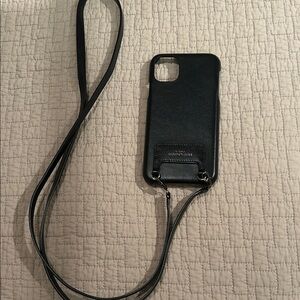 Yves Saint Laurent Black I-Phone 11 Case with Strap